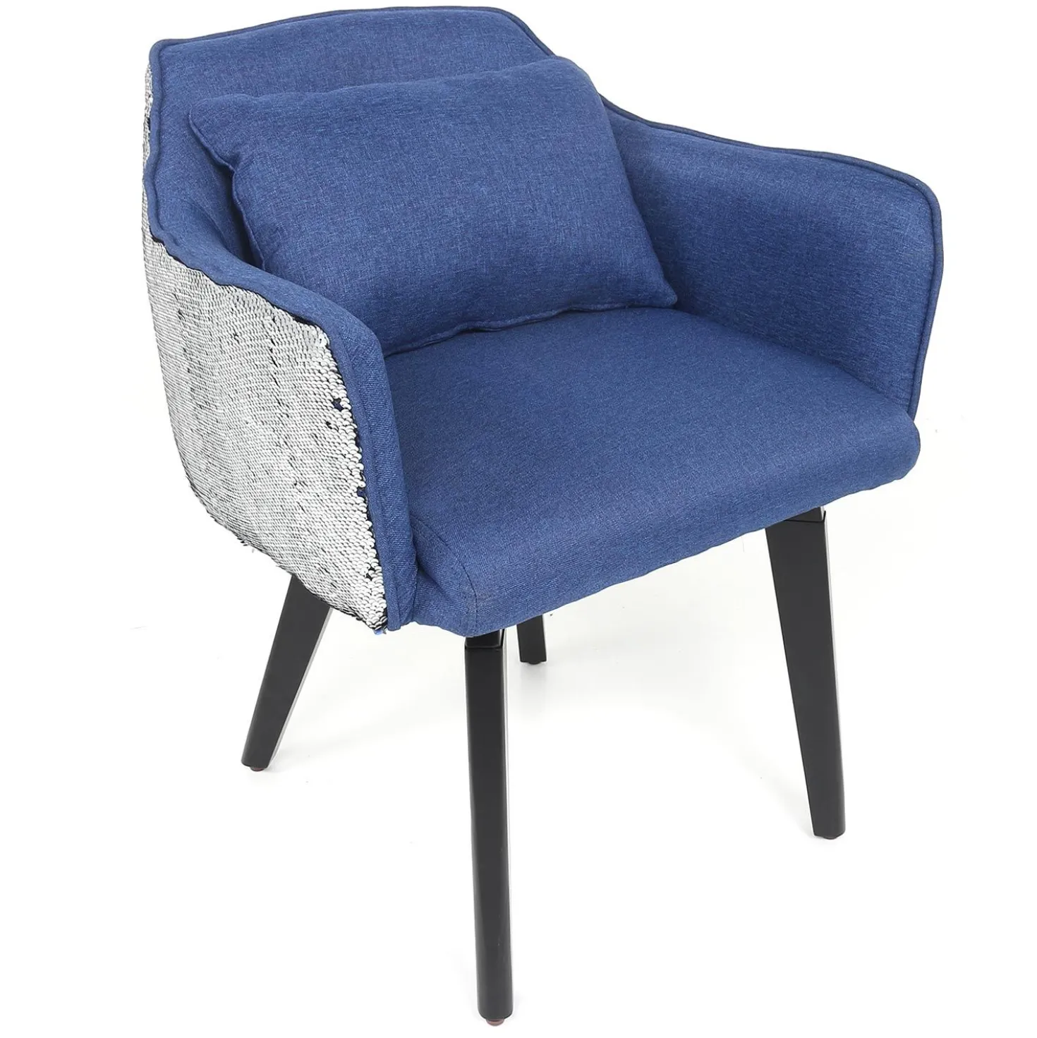 Chaise / Fauteuil Gybson Sequins Tissu Bleu et Sequins réversibles Bleu & Argent