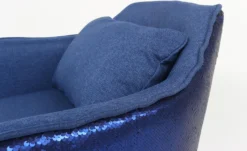 Chaise / Fauteuil Gybson Sequins Tissu Bleu et Sequins réversibles Bleu & Argent