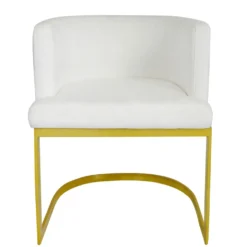 Chaise / Fauteuil Noellie Velours Blanc pieds Or