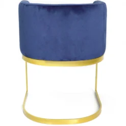 Chaise / Fauteuil Noellie Velours Bleu pieds Or