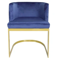 Chaise / Fauteuil Noellie Velours Bleu pieds Or