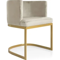 Chaise / Fauteuil Noellie Velours Taupe pieds Or