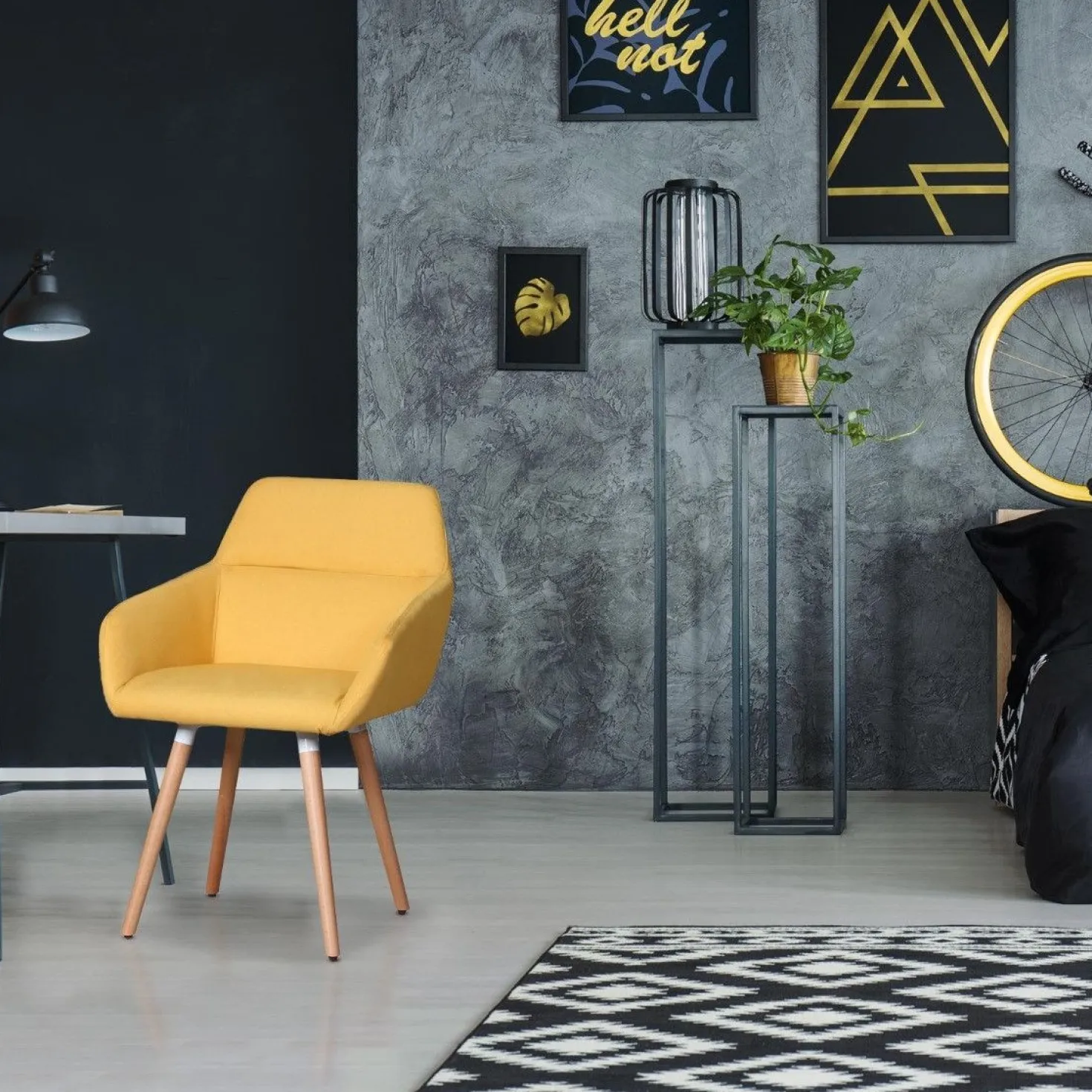 Chaise / Fauteuil scandinave Frida Tissu Jaune