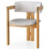 Chaise style vintage moderne Vladmir Lin Crème et Bois massif Chêne clair