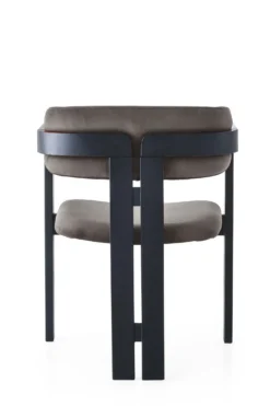 Chaise style vintage moderne Vladmir Velours Anthracite et Bois massif Noir