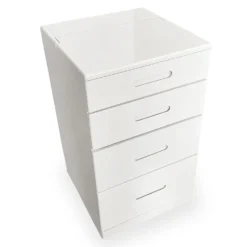 Coiffeuse compacte 48cm avec miroir LED, tiroir et pouf intégré Germina Blanc