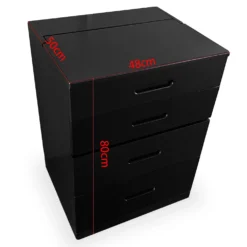 Coiffeuse compacte 48cm avec miroir LED, tiroir et pouf intégré Germina Noir