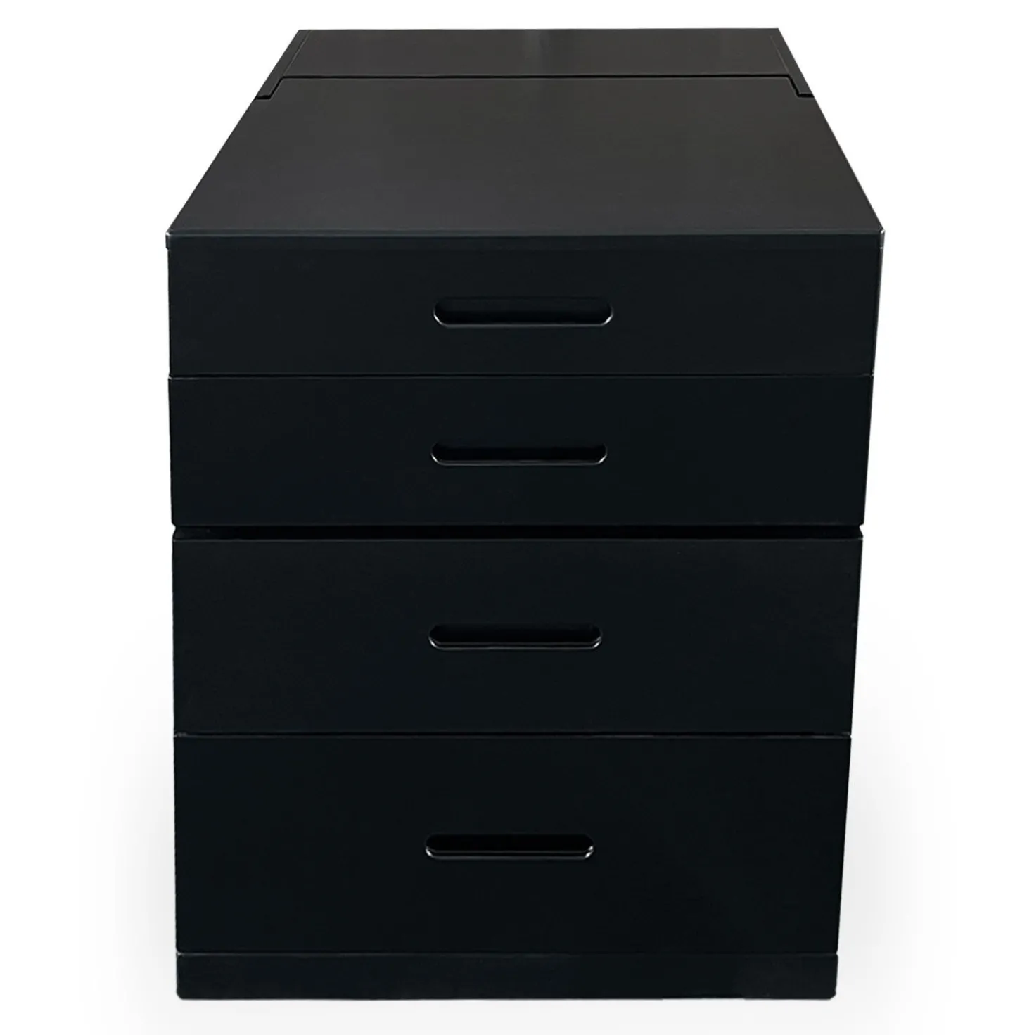 Coiffeuse compacte 48cm avec miroir LED, tiroir et pouf intégré Germina Noir