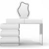 Coiffeuse extensible 101-140cm avec 5 tiroirs arrondis et miroir design Mezade Blanc