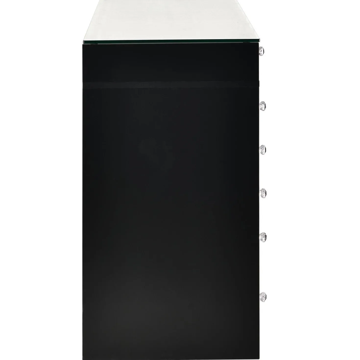 Coiffeuse moderne avec 13 tiroirs et plateau en verre transparent L120cm Probeauty Noir
