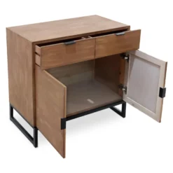 Commode 2 tiroirs et 2 portes battantes Panara Chêne Clair