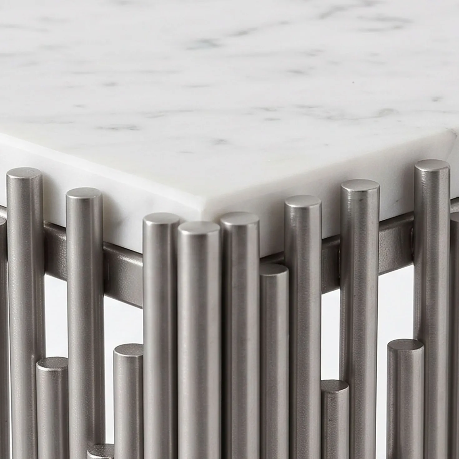 Console design Falbala Marbre Blanc et Métal Argent