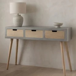 Console scandinave 3 tiroirs Tatum Gris