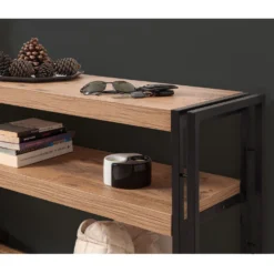 Console style industriel Senlid L140cm Métal Noir et Bios clair
