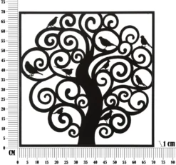 Décoration murale 3D Arbre Fer Noir silhouettes oiseaux