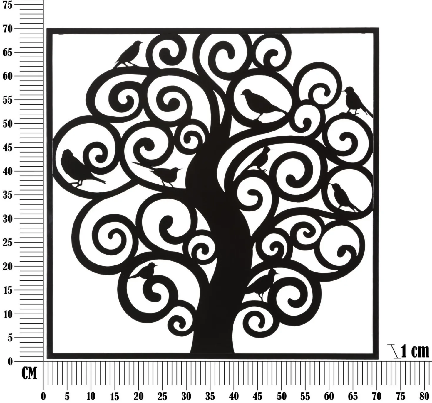 Décoration murale 3D Arbre Fer Noir silhouettes oiseaux