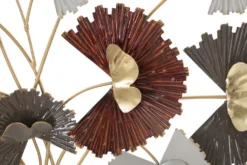 Décoration murale 3D en fer branches avec feuilles multicolores