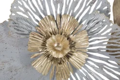Décoration murale 3D en métal feuilles et fleurs or / argent