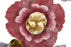 Décoration murale 3D Fleur aux couleurs vives en métal et feuilles en fer