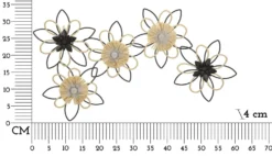 Décoration murale 3D fleurs métal Noir et Raphia Naturel