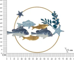Décoration murale 3D Poissons Tropicaux Fer et M.D.F Multicolore