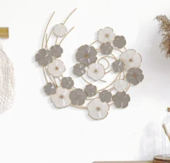 Décoration murale 3D Tourbillon de fleurs en fer multicolore