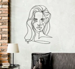 Décoration murale 3D Visage Féminin Métal Noir