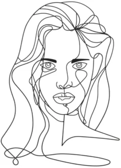 Décoration murale 3D Visage Féminin Métal Noir