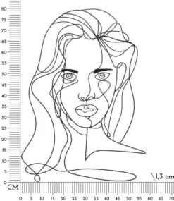 Décoration murale 3D Visage Féminin Métal Noir
