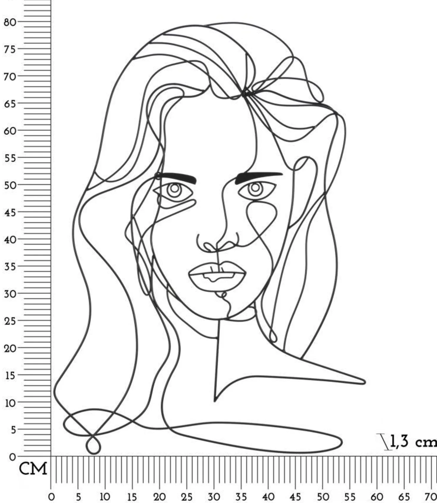 Décoration murale 3D Visage Féminin Métal Noir