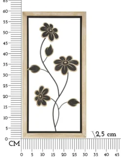 Décoration murale fleurs Girish Métal Noir et Bois Marron