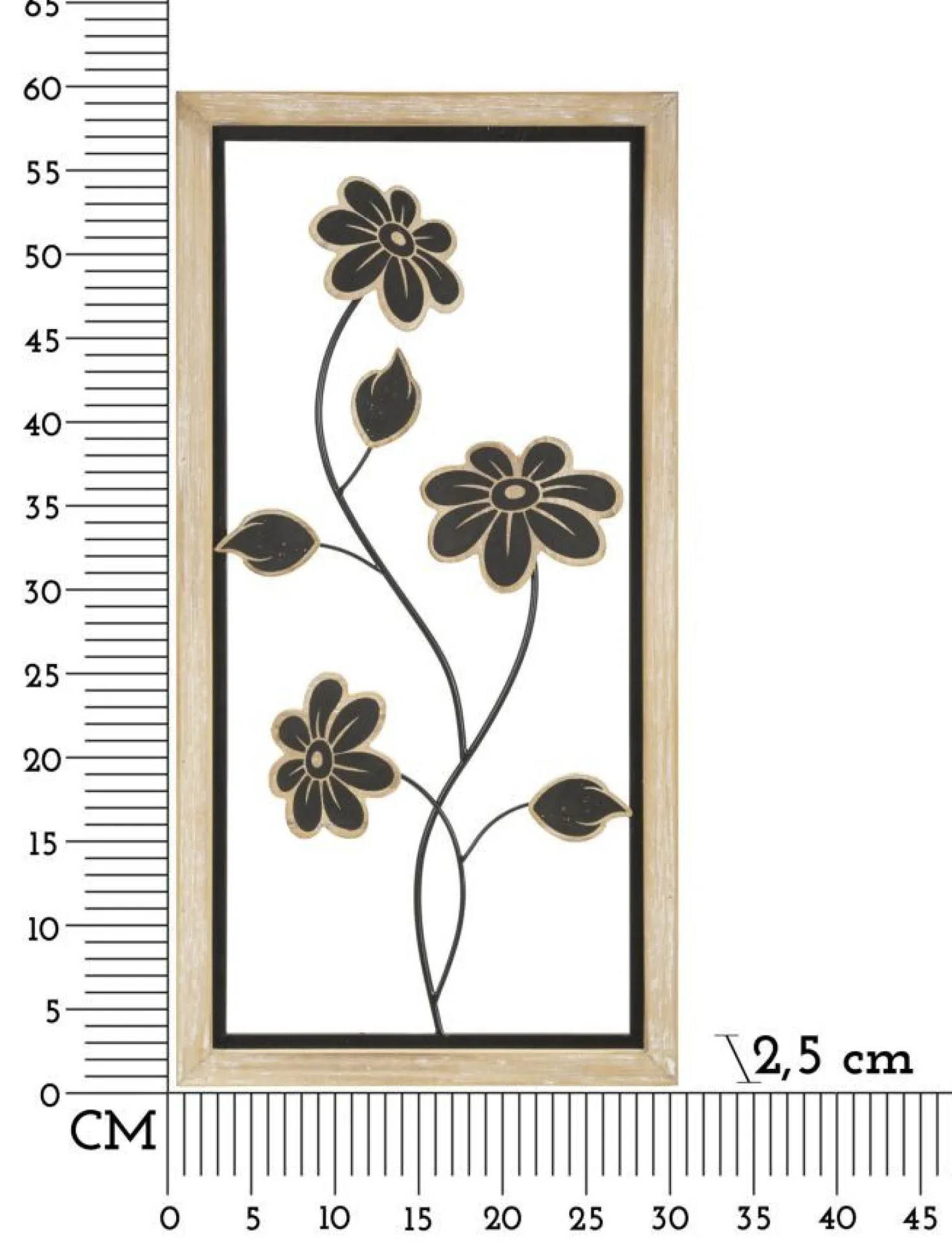 Décoration murale fleurs Girish Métal Noir et Bois Marron
