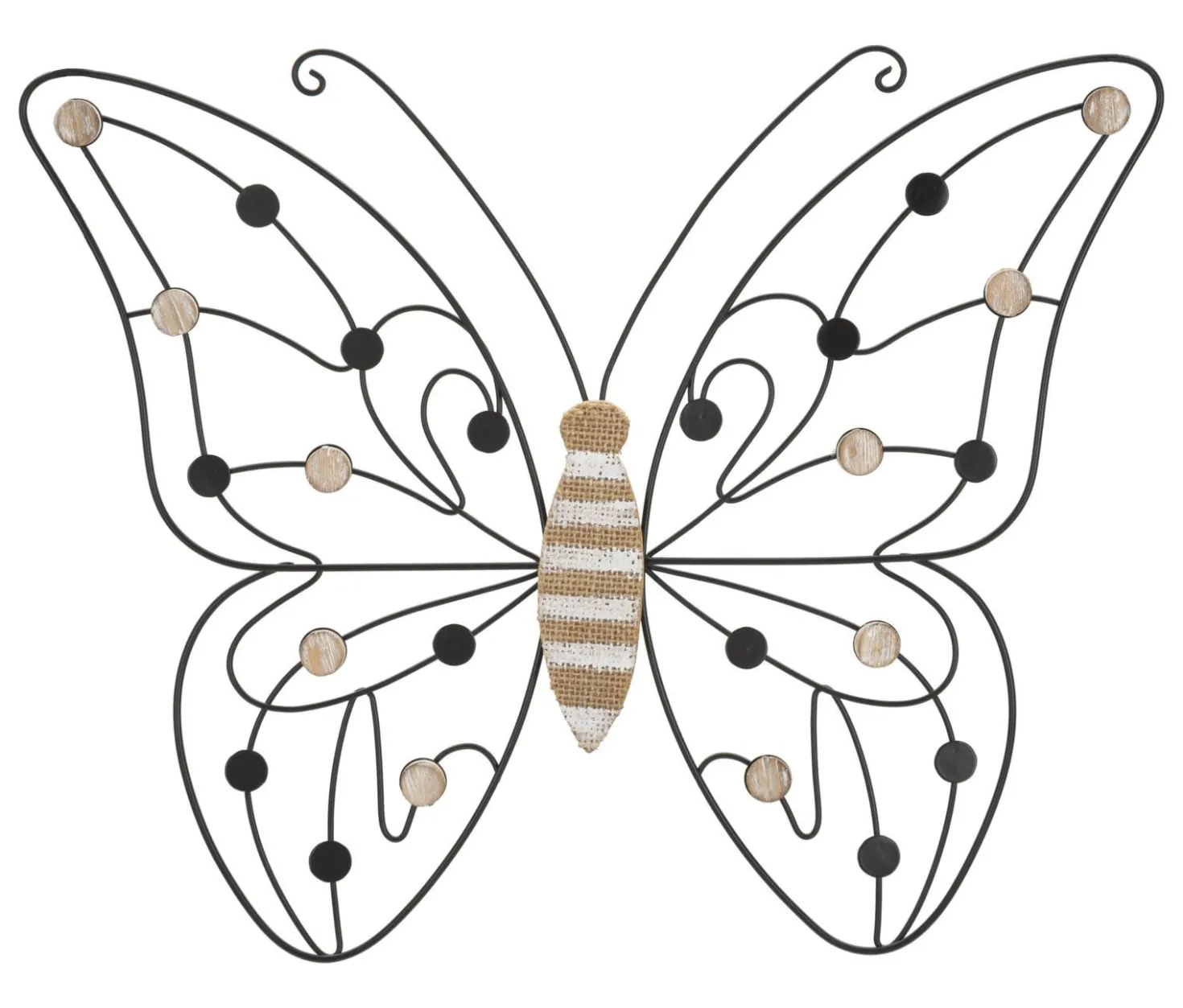 Décoration murale Papillon 3D Métal Noir et Bois Marron