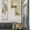 Décoration murale rectangulaire 3D métal et MDF feuilles Or Argent