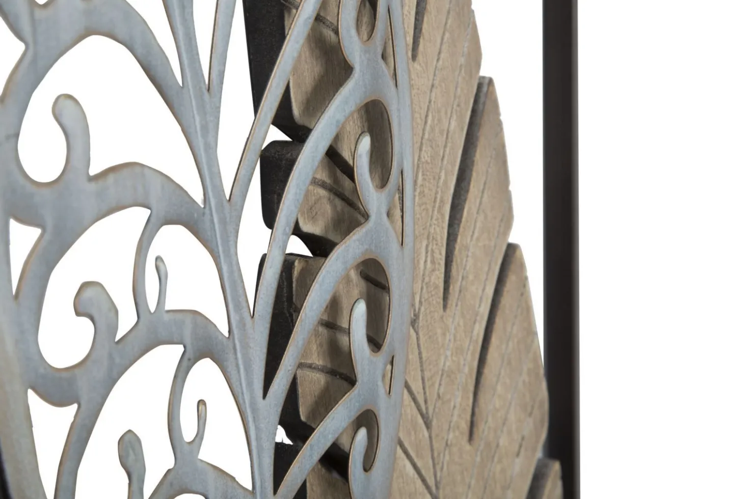 Décoration murale rectangulaire 3D métal et MDF feuilles Or Argent