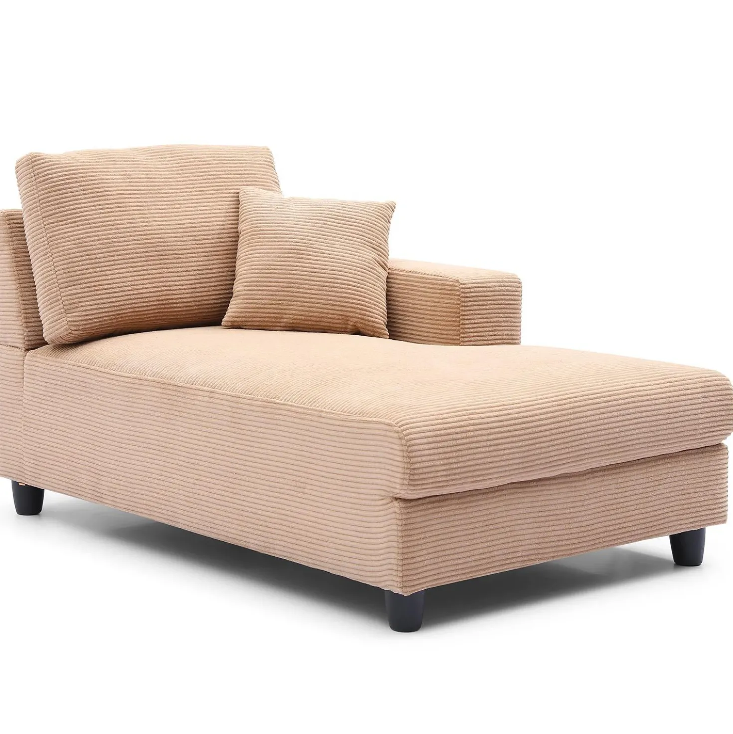 Duo de méridiennes Fabien combinables en canapé profond Velours côtelé Beige