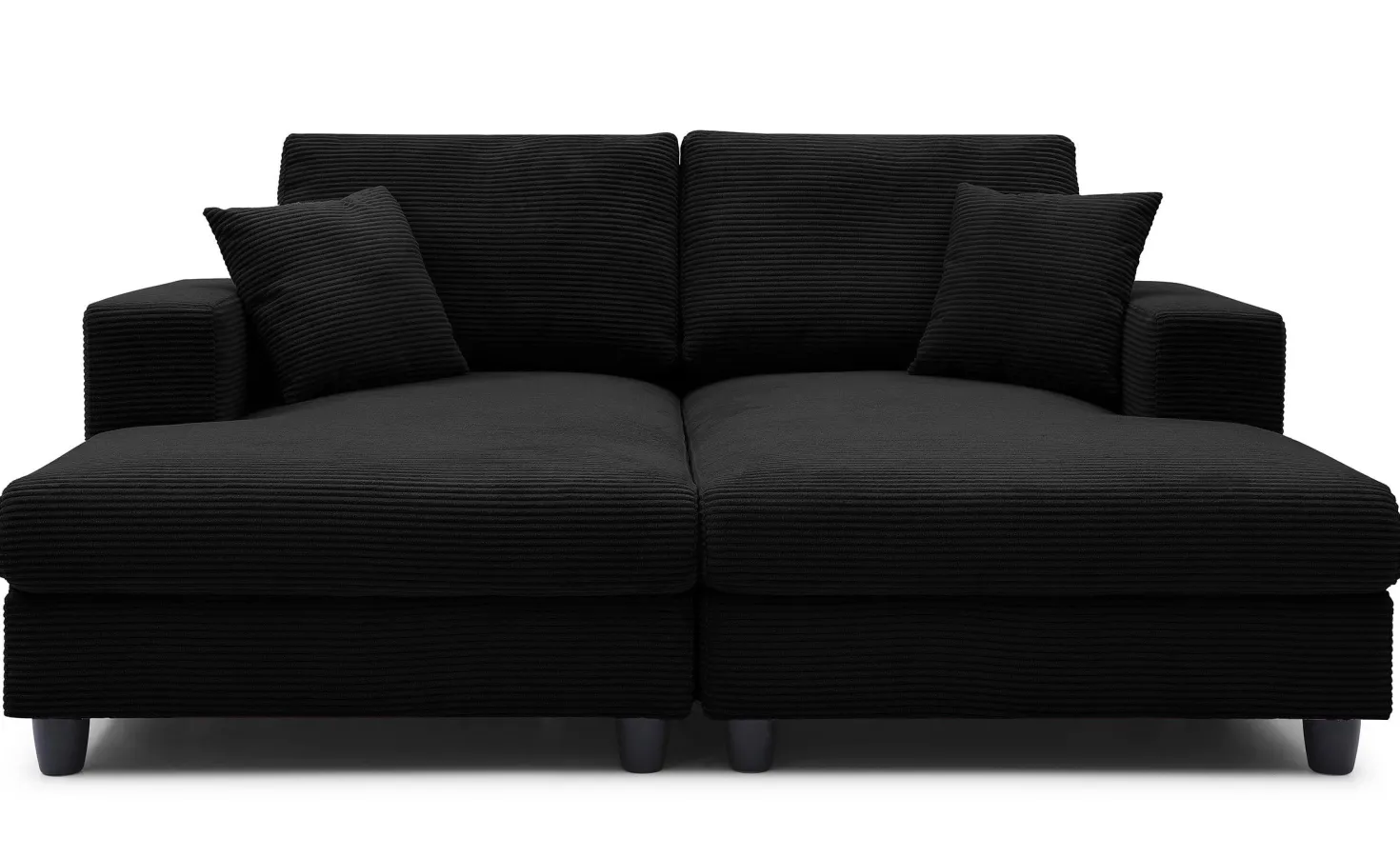 Duo de méridiennes Fabien combinables en canapé profond Velours côtelé Noir