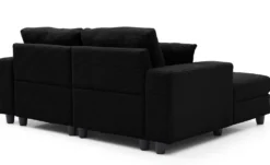 Duo de méridiennes Fabien combinables en canapé profond Velours côtelé Noir