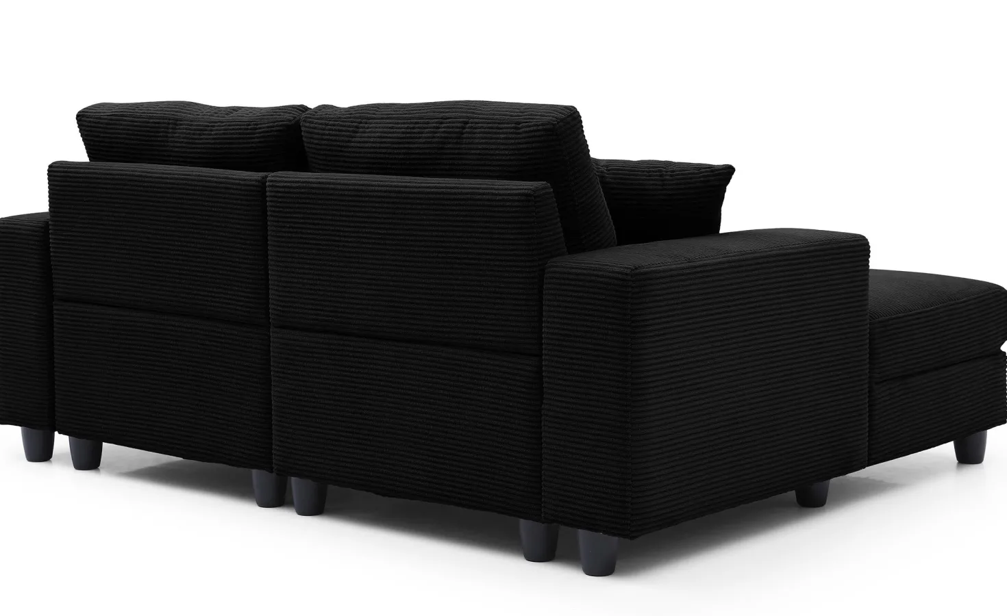 Duo de méridiennes Fabien combinables en canapé profond Velours côtelé Noir