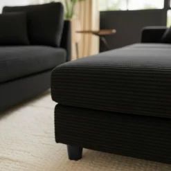Duo de méridiennes Fabien combinables en canapé profond Velours côtelé Noir