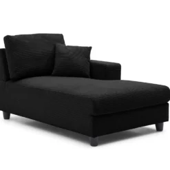 Duo de méridiennes Fabien combinables en canapé profond Velours côtelé Noir