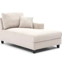 Duo de méridiennes Fabien combinables en canapé profond Velours côtelé Crème