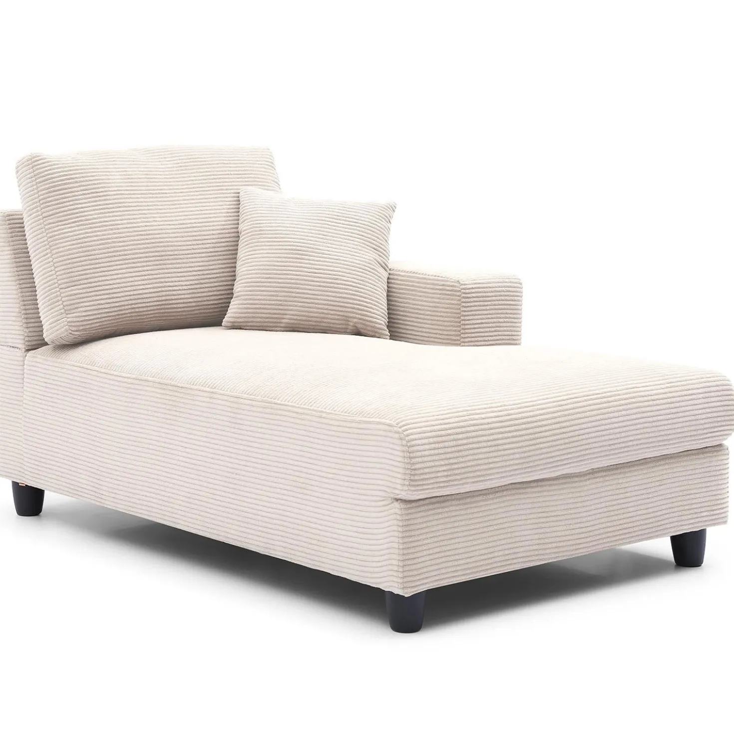 Duo de méridiennes Fabien combinables en canapé profond Velours côtelé Crème