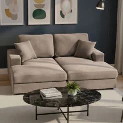 Duo de méridiennes Fabien combinables en canapé profond Velours Taupe