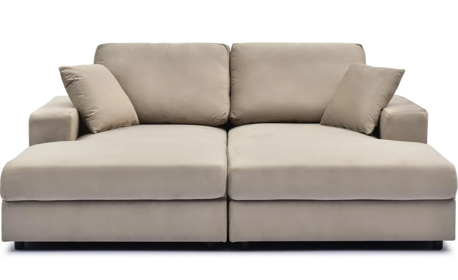 Duo de méridiennes Fabien combinables en canapé profond Velours Taupe