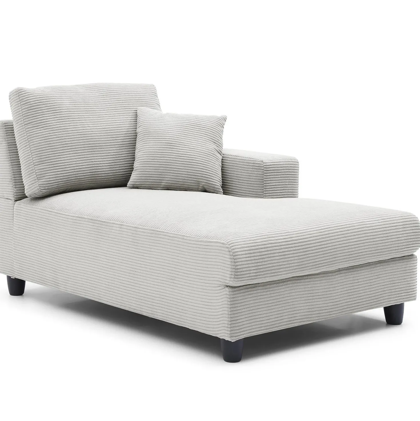 Duo de méridiennes Fabien combinables en canapé profond Velours côtelé Gris clair