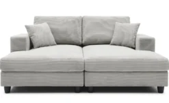 Duo de méridiennes Fabien combinables en canapé profond Velours côtelé Gris clair