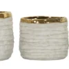 Ensemble de cache-pots cylindriques texture naturelle intérieur doré 3 pcs