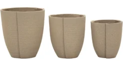 Ensemble de cache-pots extérieur texturé Peru 3 pcs couleur Naturel