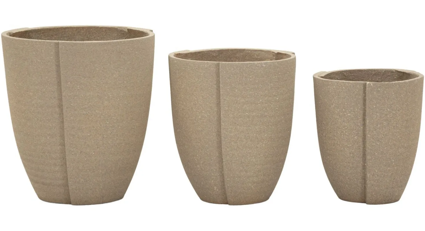 Ensemble de cache-pots extérieur texturé Peru 3 pcs couleur Naturel